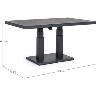 mutoni Table basse de jardin Truman réglable en hauteur anthracite 140x85  