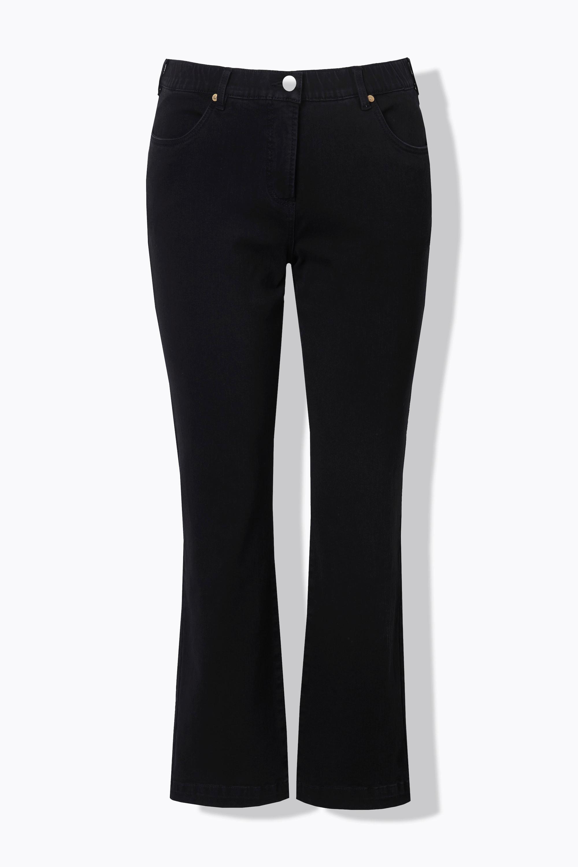 Ulla Popken  Jeans modello Mandy con black denim, taglio della gamba dritto e cintura elastica 