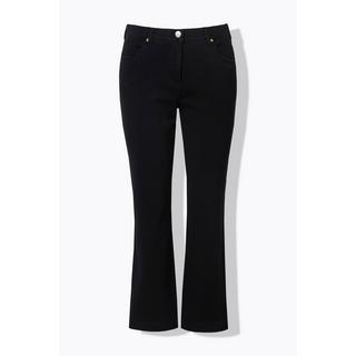 Ulla Popken  Jeans modello Mandy con black denim, taglio della gamba dritto e cintura elastica 