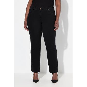 Jeans modello Mandy con black denim, taglio della gamba dritto e cintura elastica