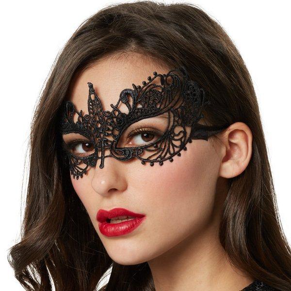 Tectake  Masque en dentelle noire Misteriosa 