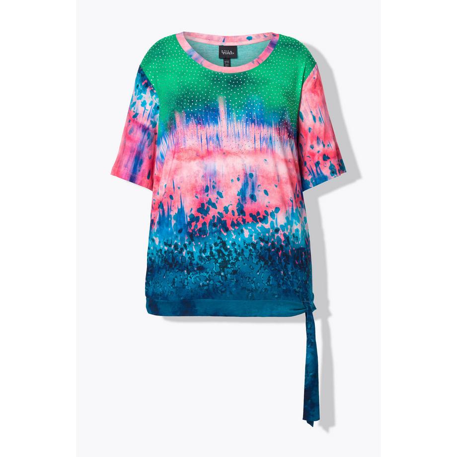 Ulla Popken T-shirt dégradé col rond manches courtes avec lien à la base  