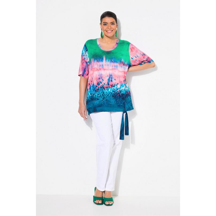 Ulla Popken T-shirt dégradé col rond manches courtes avec lien à la base  