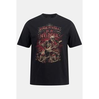 JP1880  T-Shirt, Halbarm, Skelett Print, Rundhals 