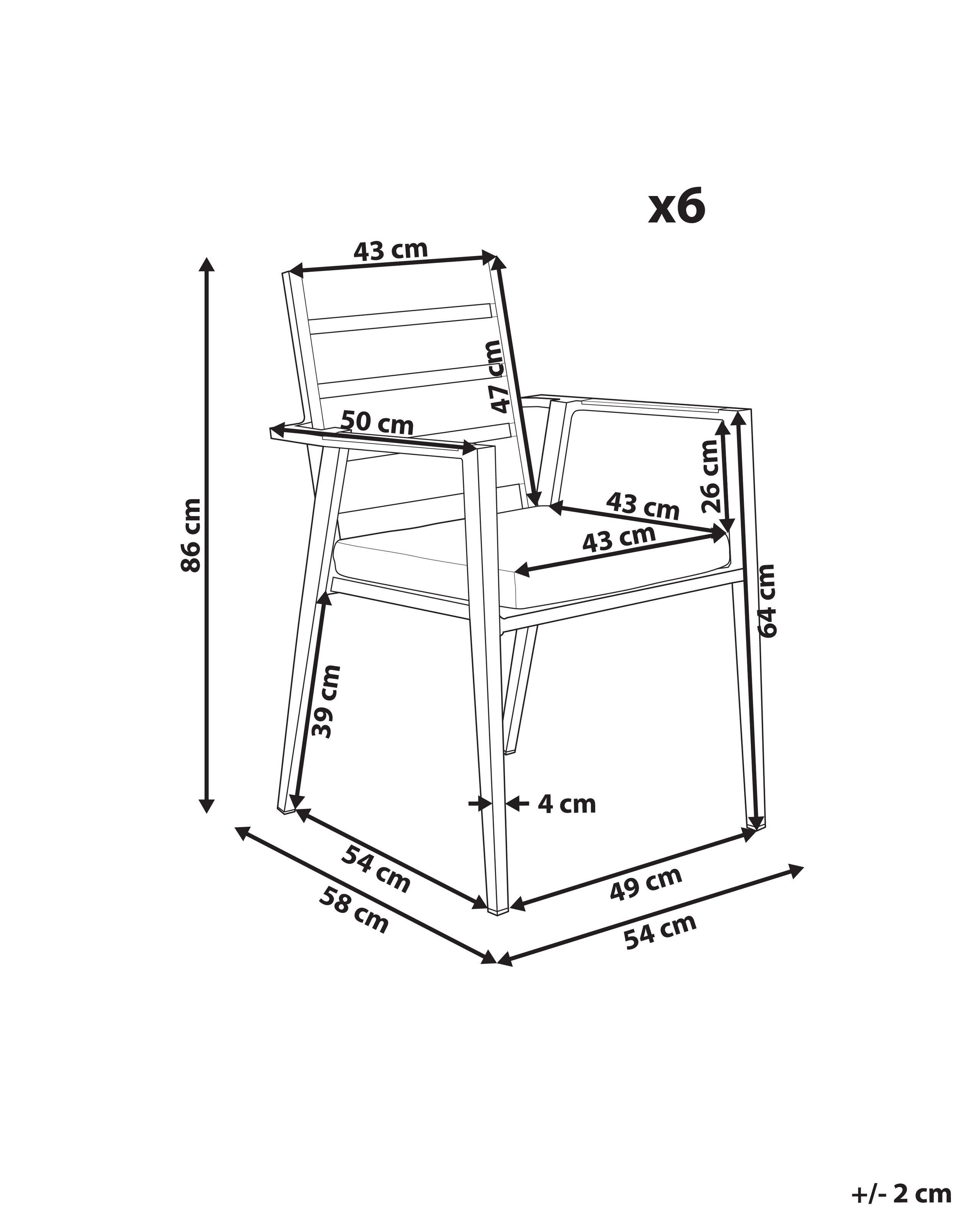 Beliani Lot de 6 chaises en Aluminium Moderne TAVIANO  