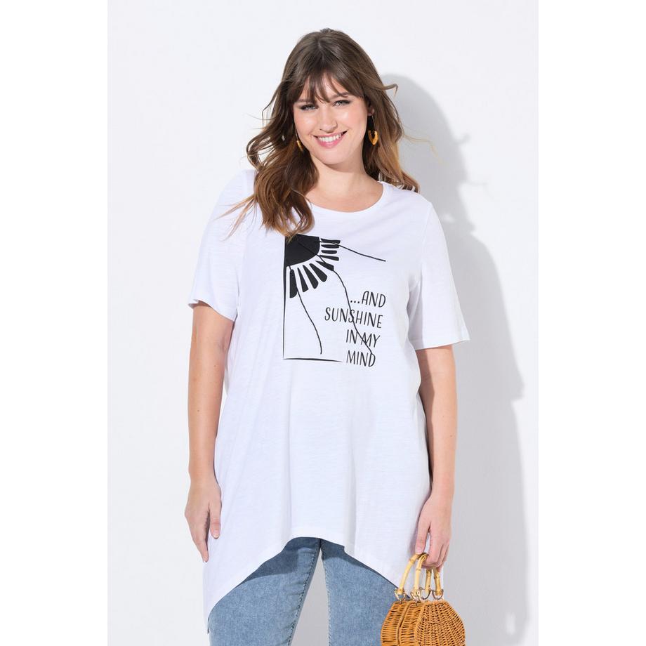 Ulla Popken T-Shirt Imprimé Soleil Col Rond Manches Courtes  