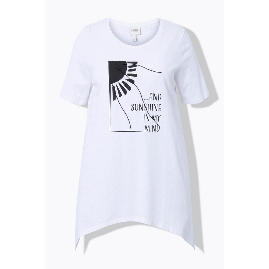 Ulla Popken T-Shirt Imprimé Soleil Col Rond Manches Courtes  