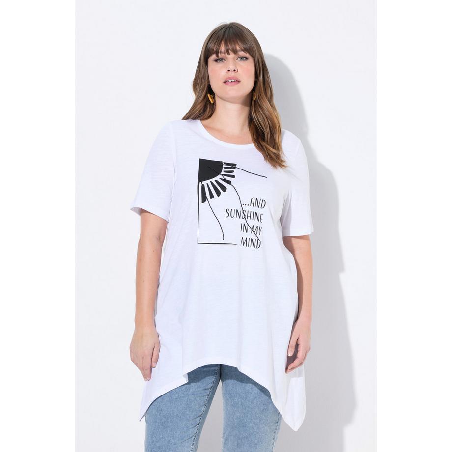 Ulla Popken T-Shirt Imprimé Soleil Col Rond Manches Courtes  