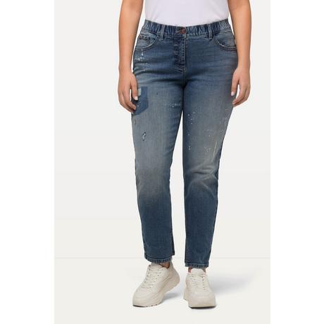 Ulla Popken  Boyfriend jeans con effetto destroyed, taglio ampio a cinque tasche e tessuto elasticizzato 