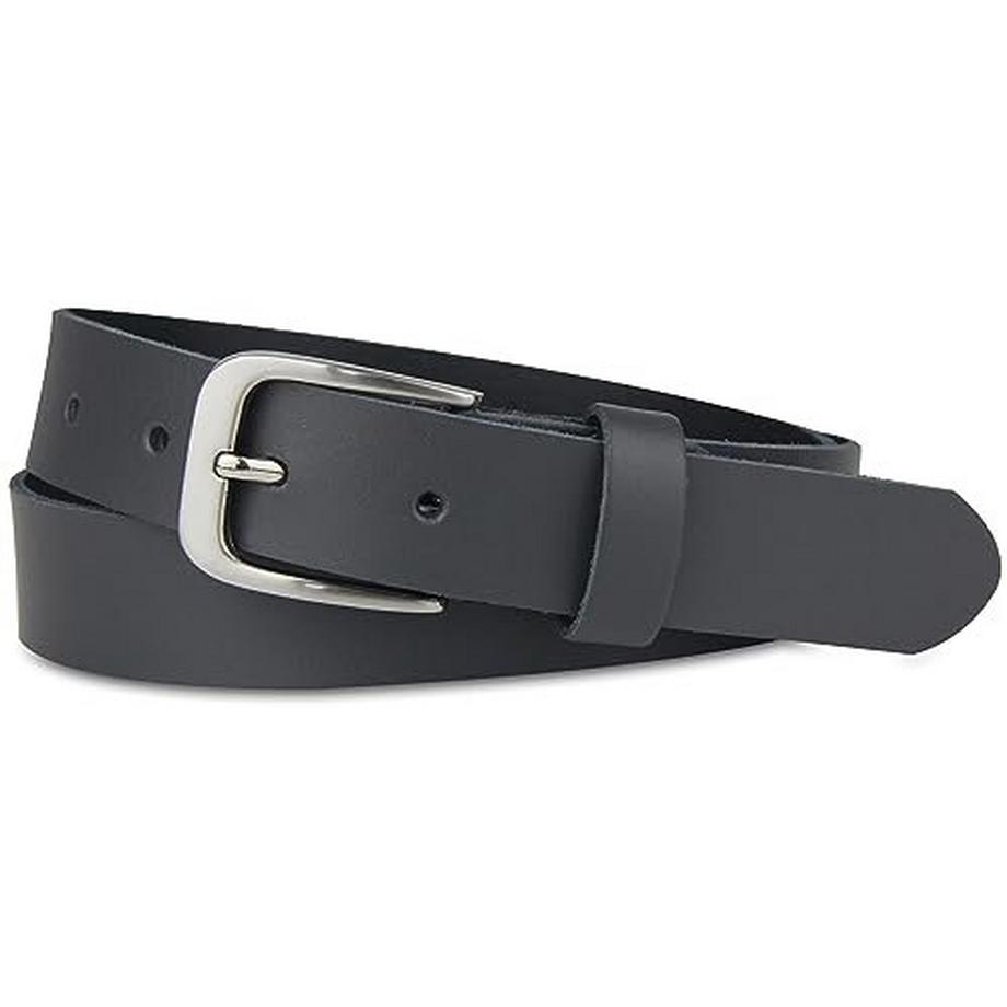 Ceinture en cuir, ceinture, 3 cm de large, gris foncé, 80-95 cm
