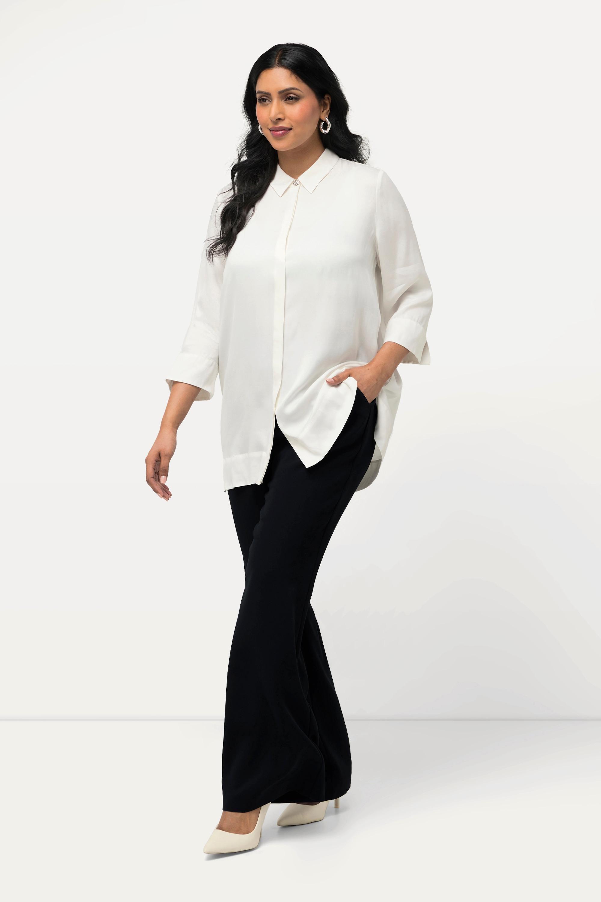 Ulla Popken Pantalon de tailleur jambe droite large taille élastique  