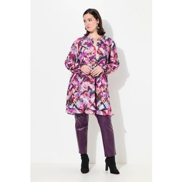 Tunica lunga con stampa pixel, scollo a tunica e maniche lunghe