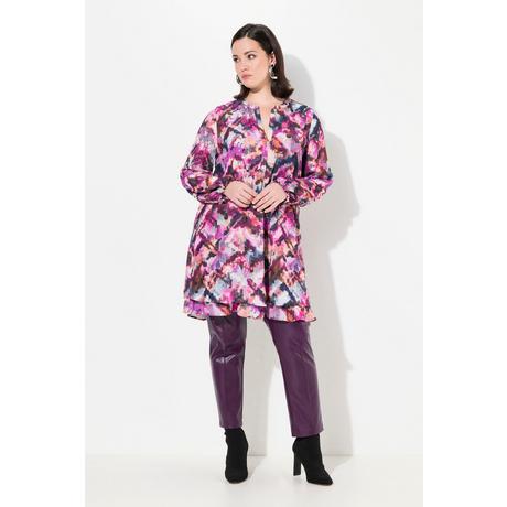 Ulla Popken Tunica Lunga Stampa Pixel Scollo Tunica Maniche Lunghe  