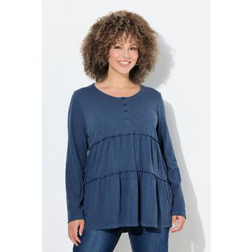 Shirt, Volants, A-Linie, Rundhals, Langarm