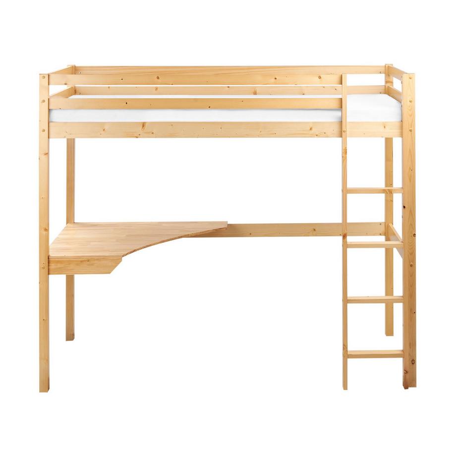 Beliani Letto matrimoniale alto con scrivania en Legno di pino Scandinavo LOURY  