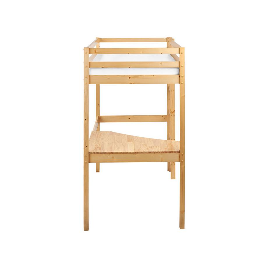 Beliani Letto matrimoniale alto con scrivania en Legno di pino Scandinavo LOURY  