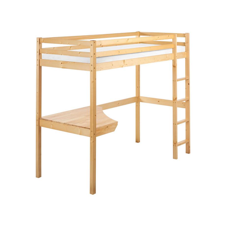 Beliani Letto matrimoniale alto con scrivania en Legno di pino Scandinavo LOURY  