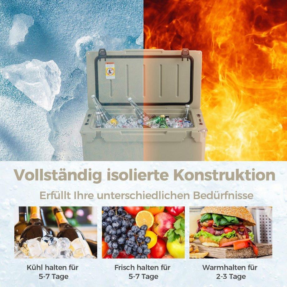 Northix  Scatola termica da 47 litri con apribottiglie e maniglia Contenitore termico portatile per frigorifero per campeggio Kahki 