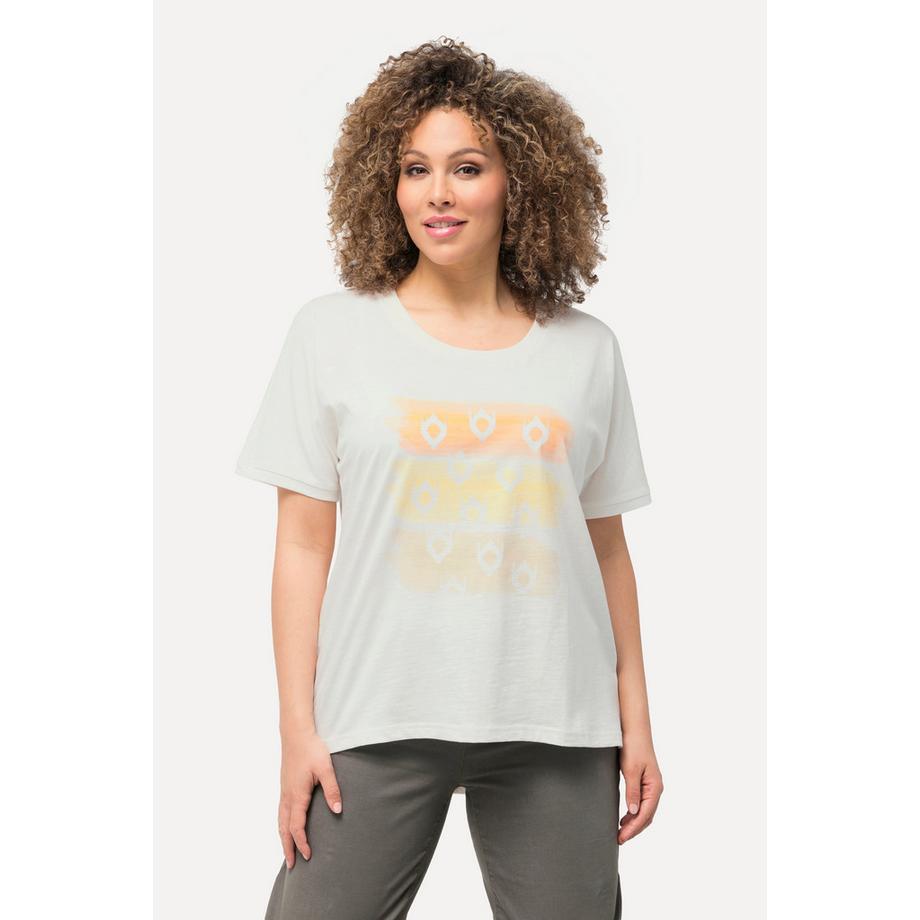 Ulla Popken T-shirt oversized rayé col rond manches courtes  