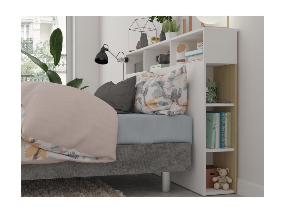 Vente-unique Testata letto con scomparti Bianco e Rovere NASTIA  