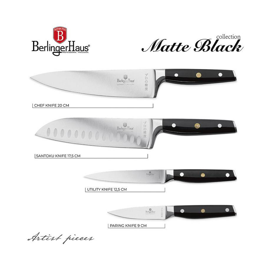 Berlinger 4-teiliges Messerset Black Silver Collection  