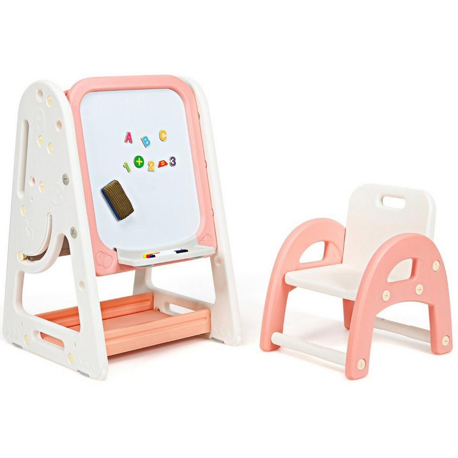 Northix  Chevalet d'art pour enfants 2 en 1, tableau magnétique double face et support de livre pour enfants Orange 