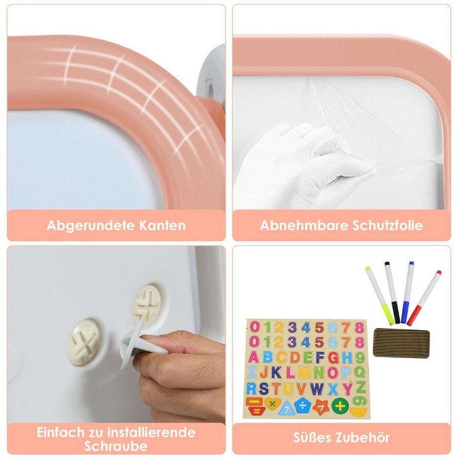 Northix  Chevalet d'art pour enfants 2 en 1, tableau magnétique double face et support de livre pour enfants Orange 