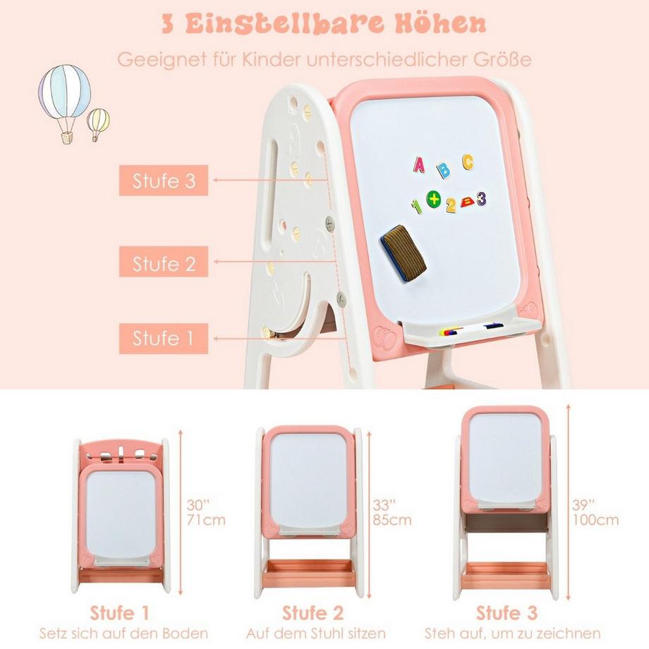 Northix  Chevalet d'art pour enfants 2 en 1, tableau magnétique double face et support de livre pour enfants Orange 