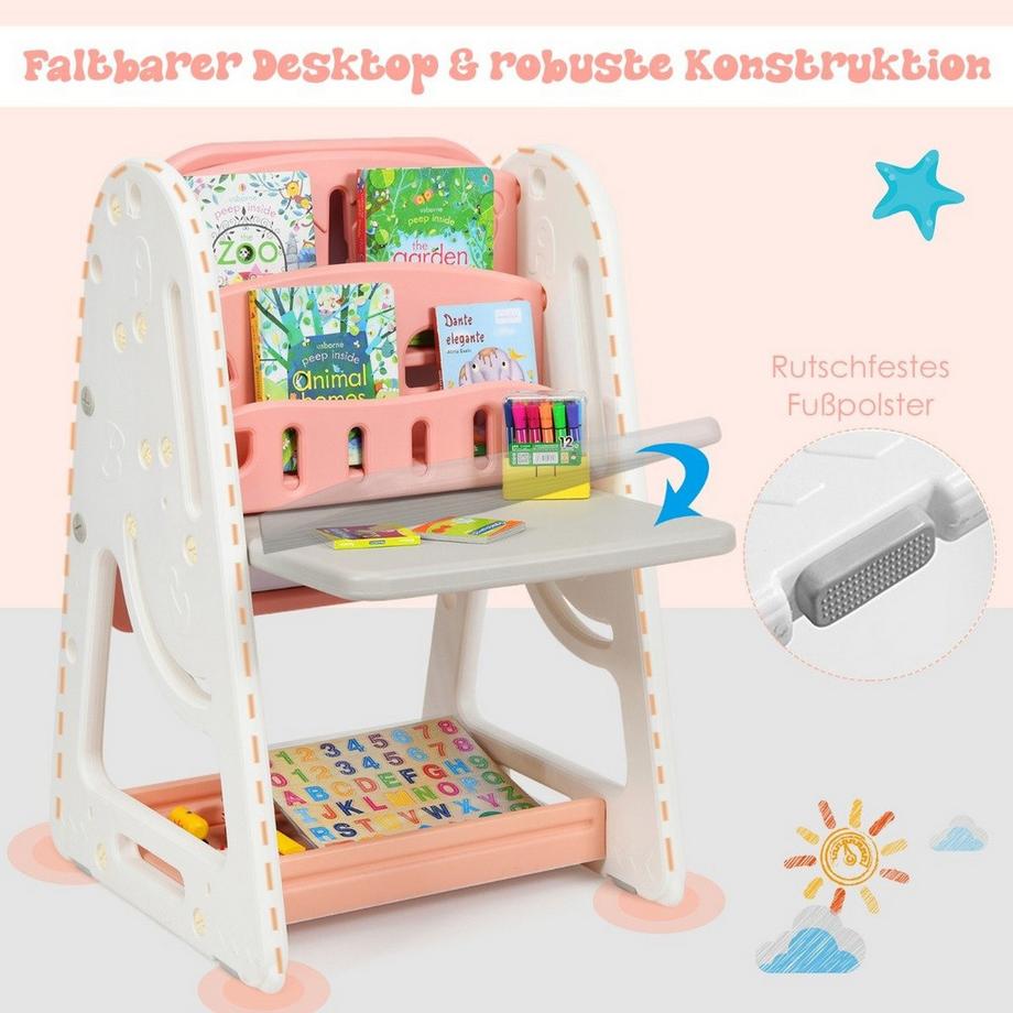 Northix  Chevalet d'art pour enfants 2 en 1, tableau magnétique double face et support de livre pour enfants Orange 