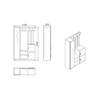 Vente-unique Guardaroba con specchio e scomparti Antracite e Naturale - BOLERO  