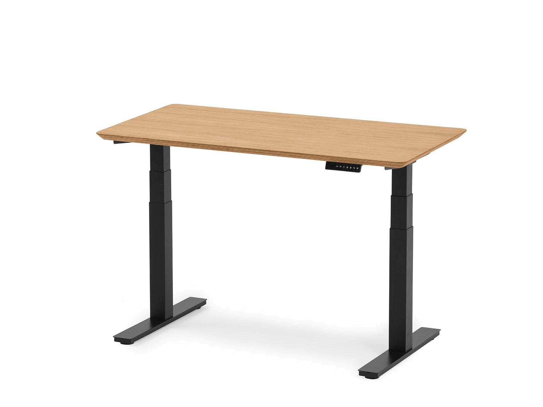 Oakywood Standing Desk Holztisch mit Höhenverstellung - aus Furnier - Eichenfurnier / 140x70 / Schwarz  