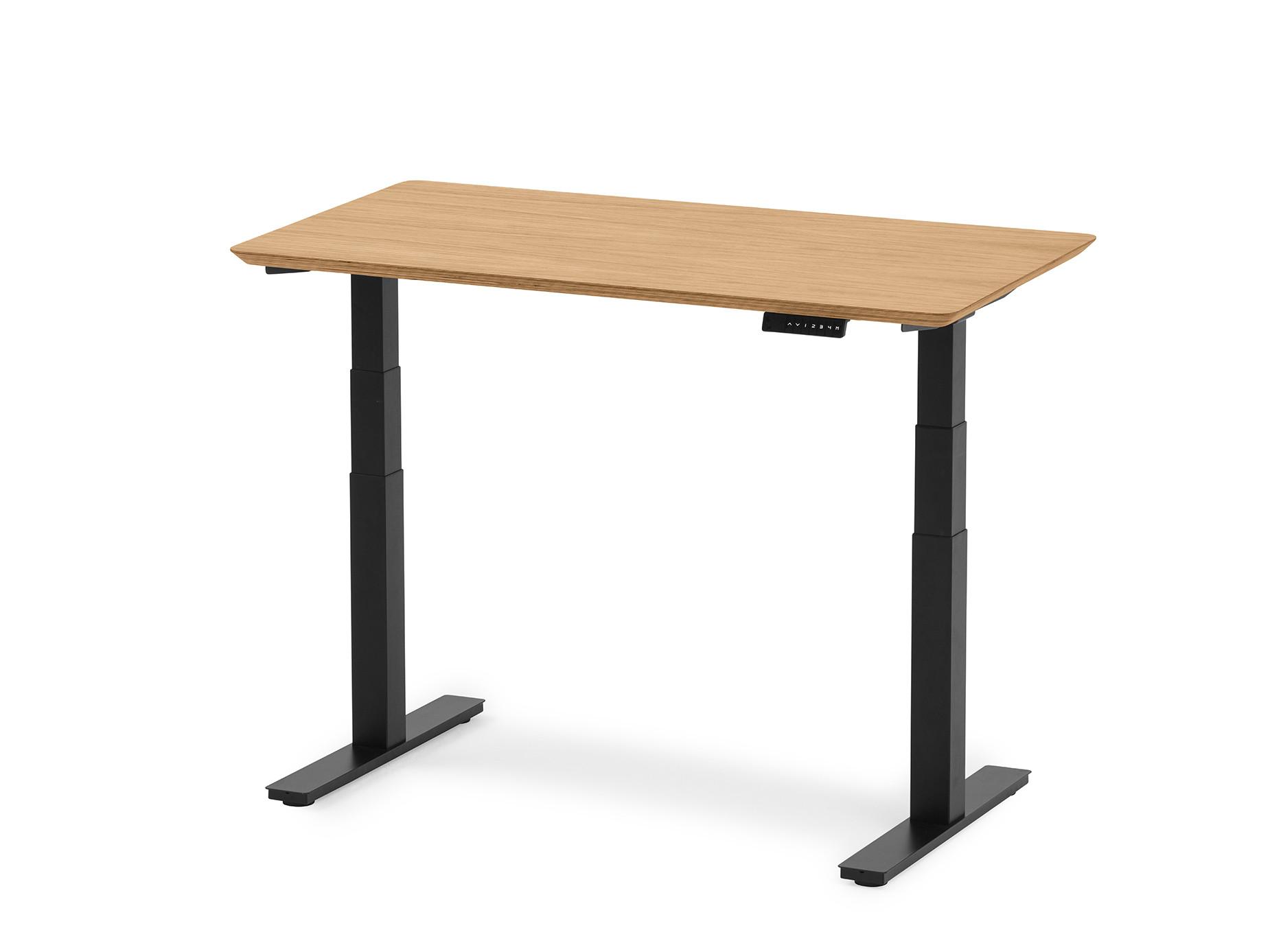 Oakywood Standing Desk Holztisch mit Höhenverstellung - aus Furnier - Eichenfurnier / 140x70 / Schwarz  