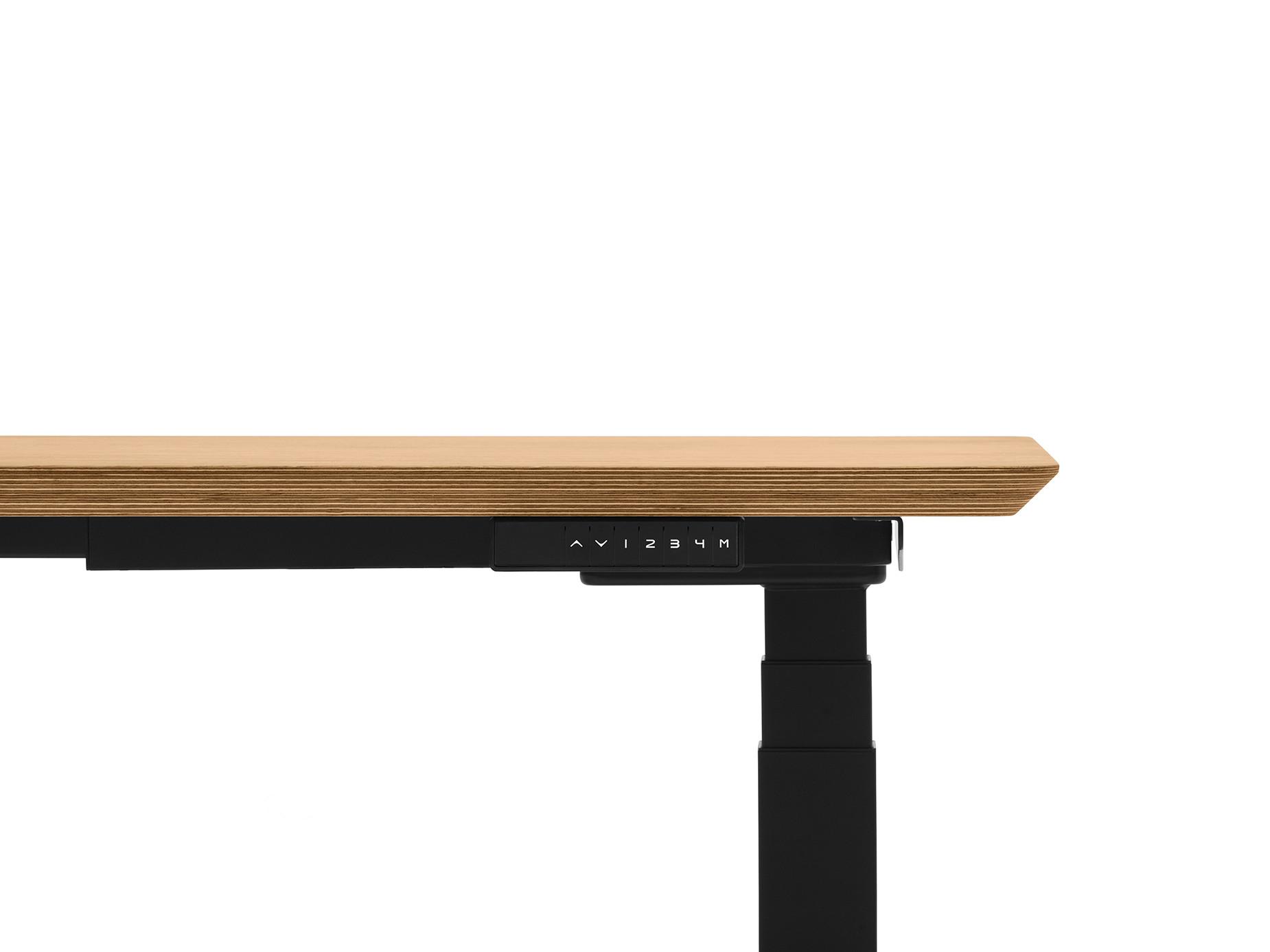 Oakywood Standing Desk Holztisch mit Höhenverstellung - aus Furnier - Eichenfurnier / 140x70 / Schwarz  