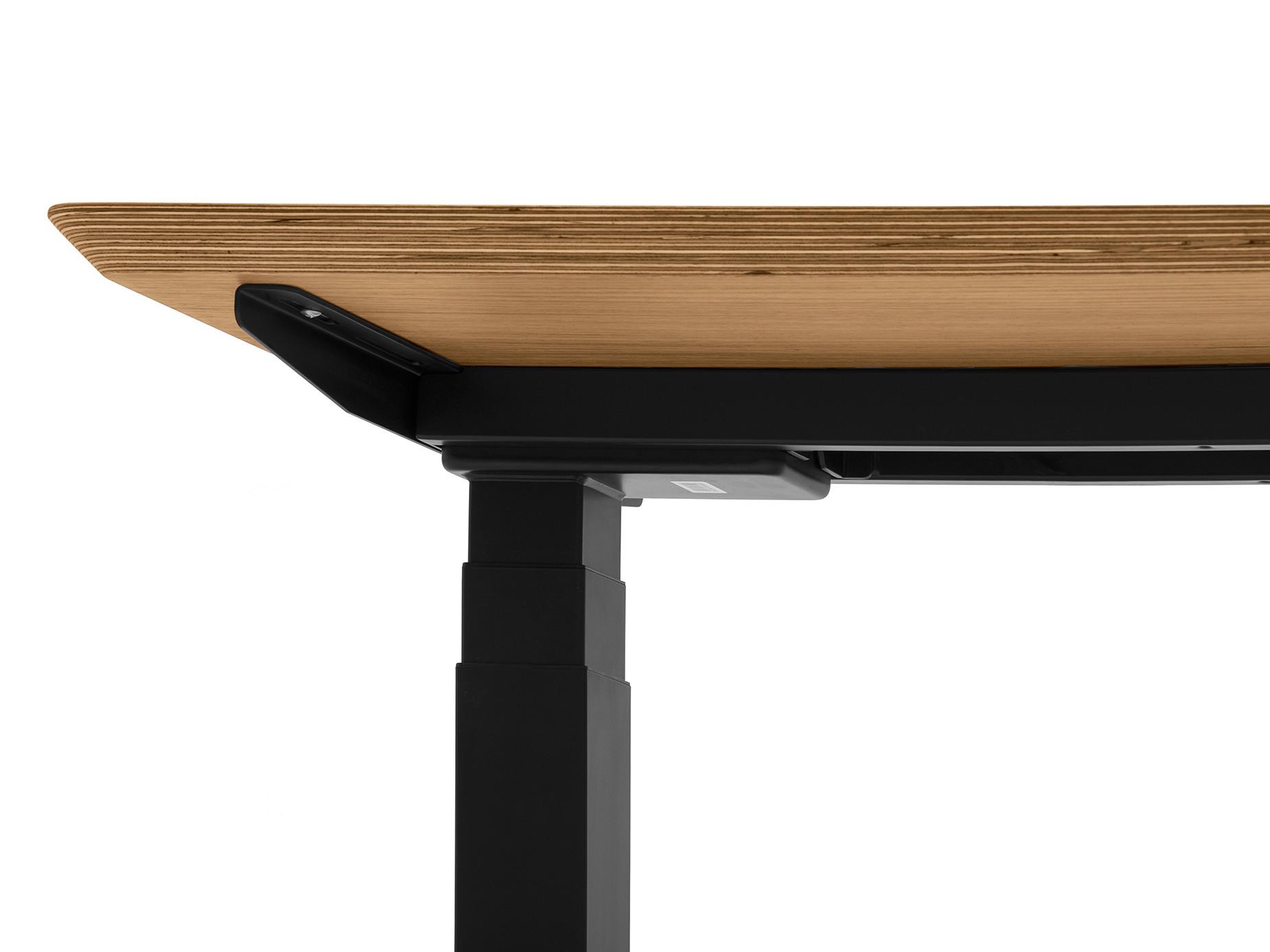 Oakywood Standing Desk Holztisch mit Höhenverstellung - aus Furnier - Eichenfurnier / 140x70 / Schwarz  