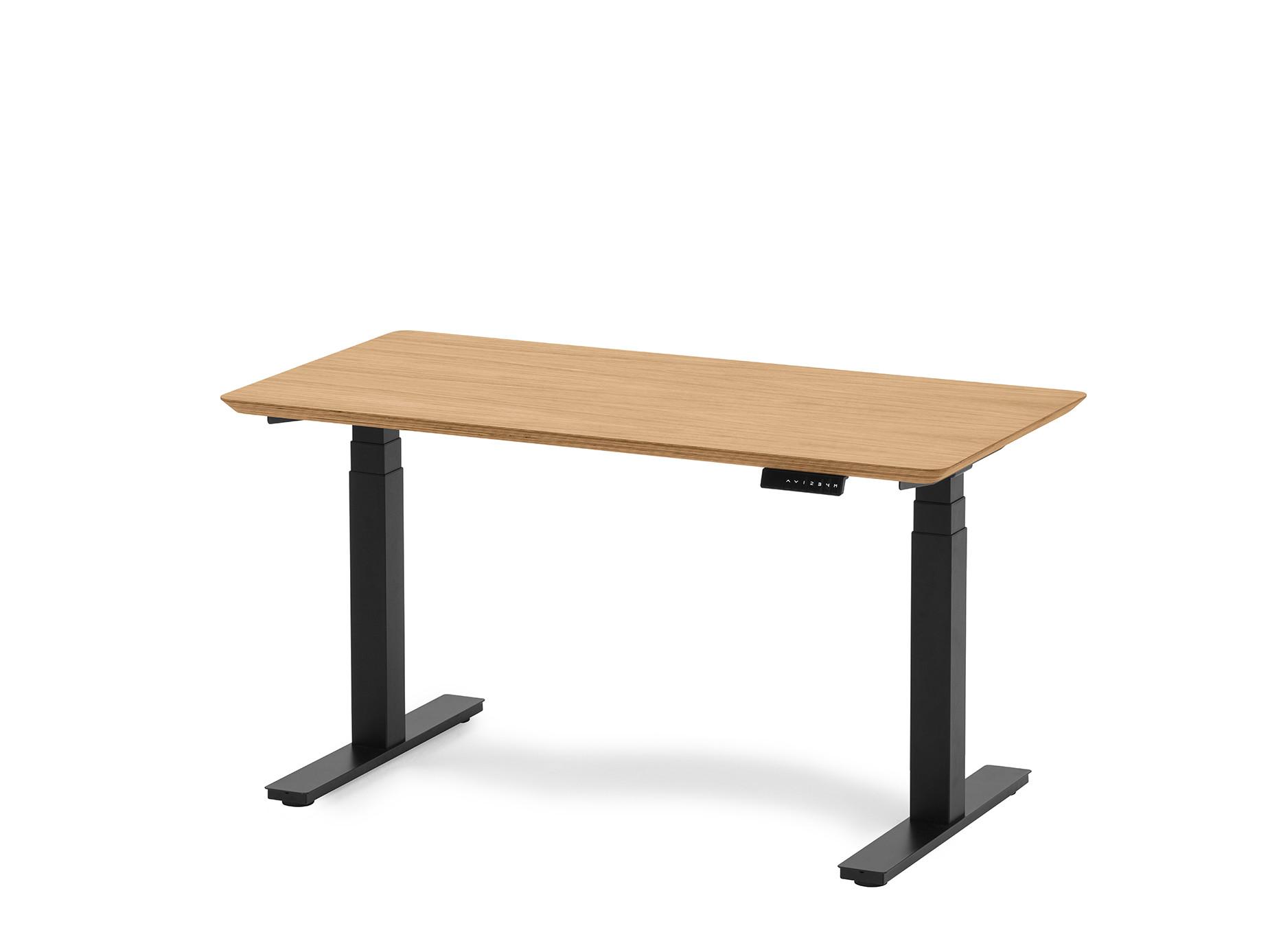 Oakywood Standing Desk Holztisch mit Höhenverstellung - aus Furnier - Eichenfurnier / 140x70 / Schwarz  