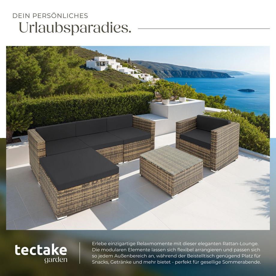 Tectake Rattan Lounge Milano für 4 bis 5 Personen widerstandsfähig  