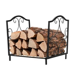 Northix Support à bois de chauffage Support à bois de chauffage en métal pouvant contenir jusqu'à 60 kg Support à bois de chauffage 37 x 32 x 39,5 cm noir  