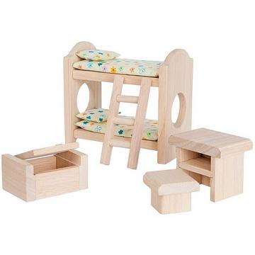 Plan Toys houten poppenhuis meubels klassieke kinderkamer