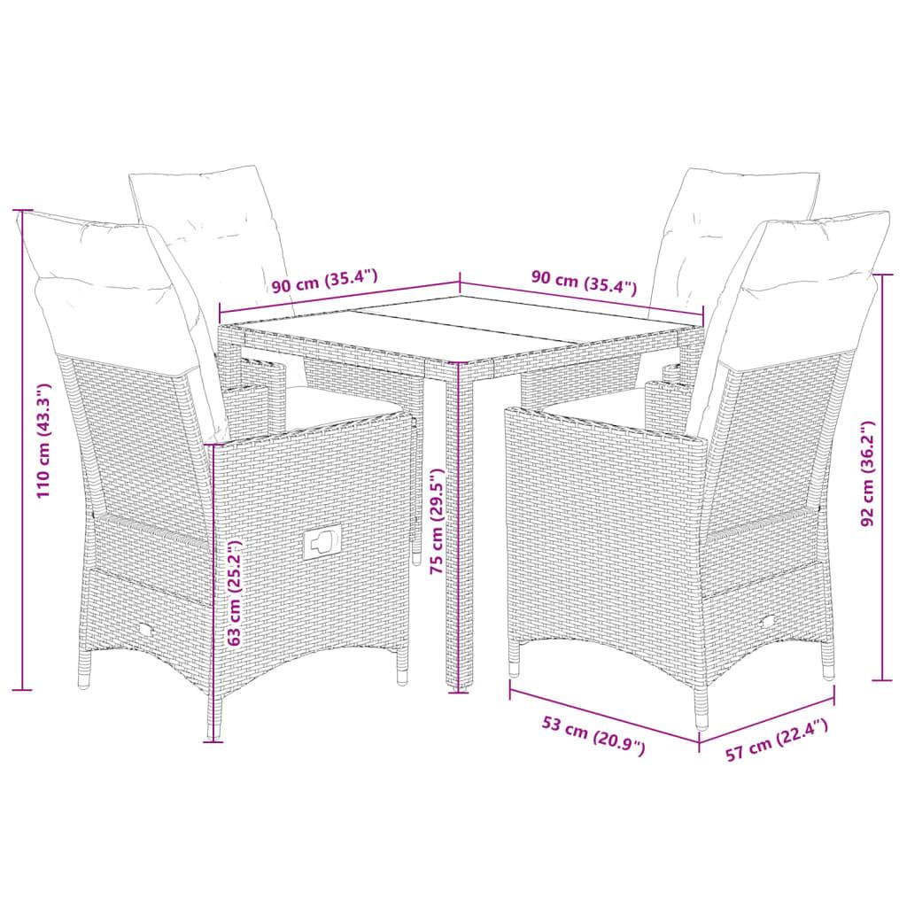 VidaXL Ensemble de salle à manger de jardin rotin synthétique  