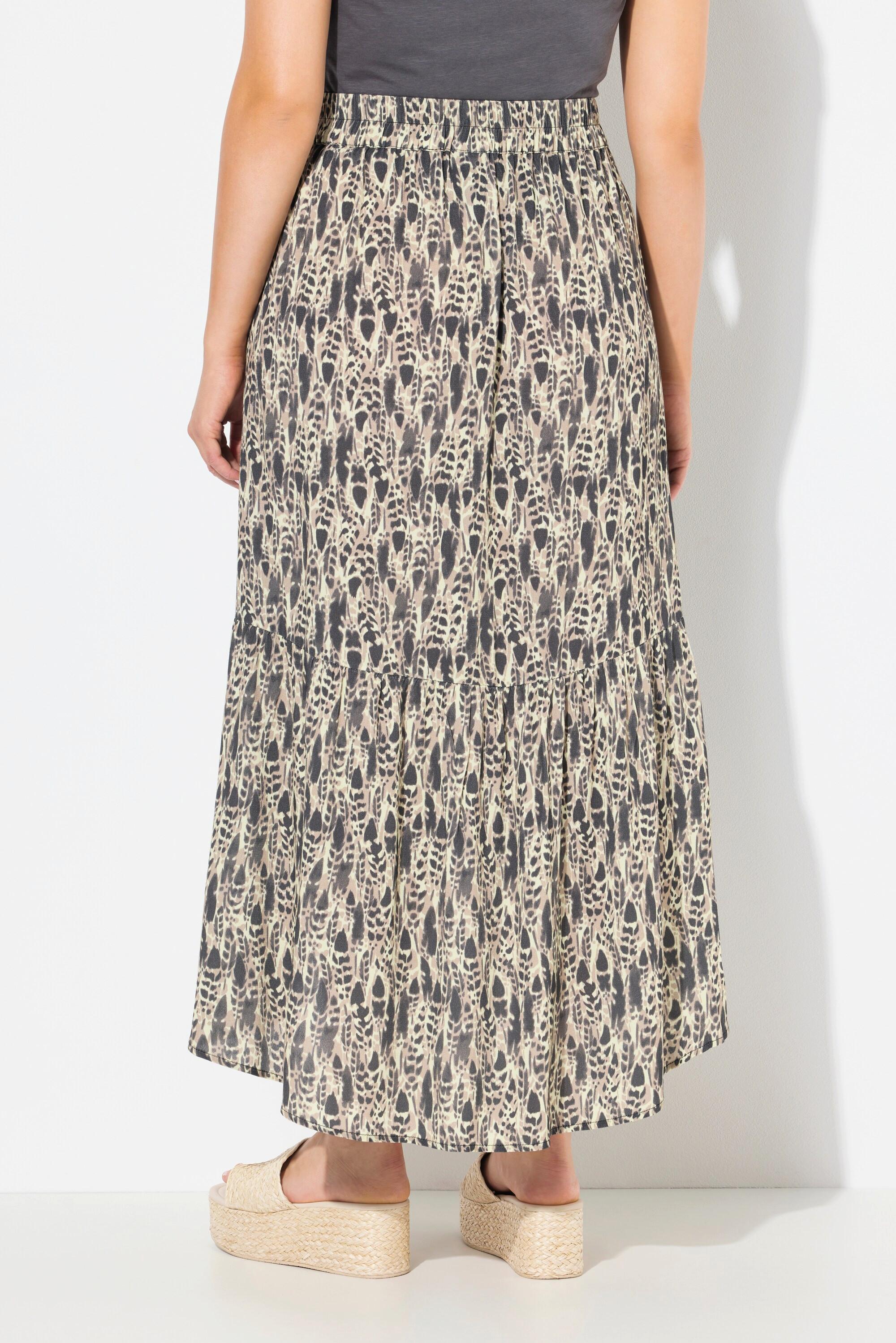 Ulla Popken Bedruckter A-Linien Maxirock mit Ziernähten  