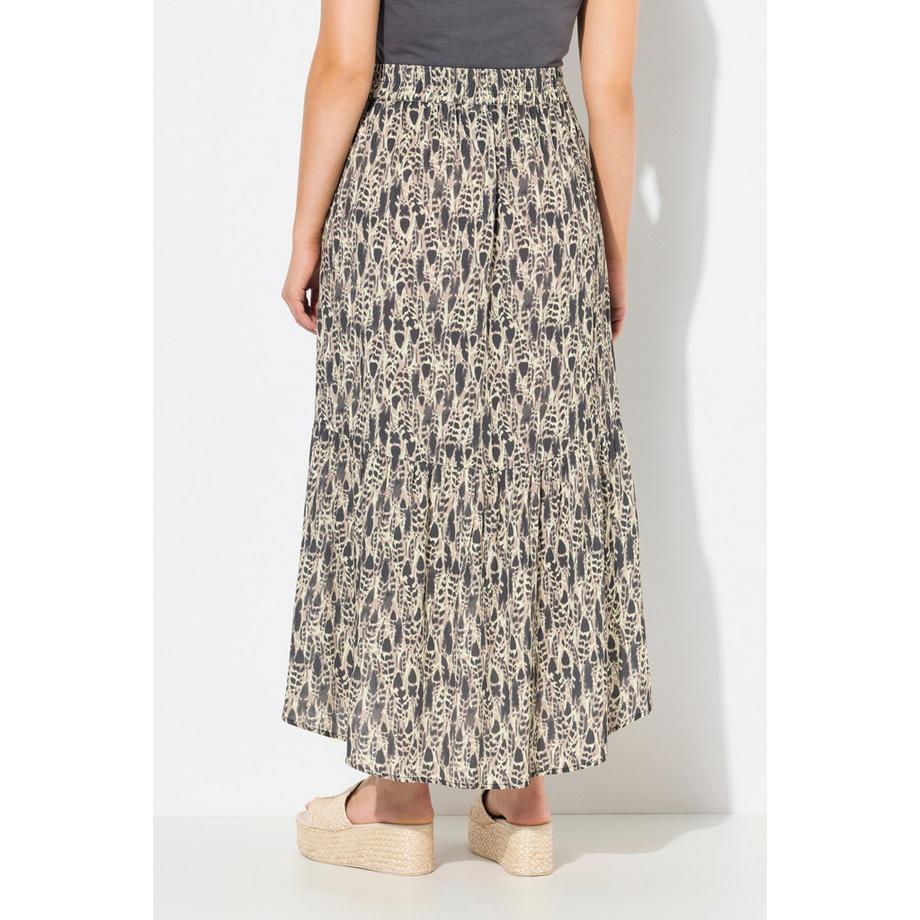 Ulla Popken Gonna maxi svasata stampata con cuciture decorative  