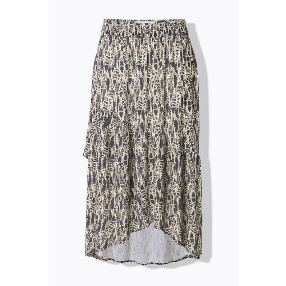 Ulla Popken Gonna maxi svasata stampata con cuciture decorative  