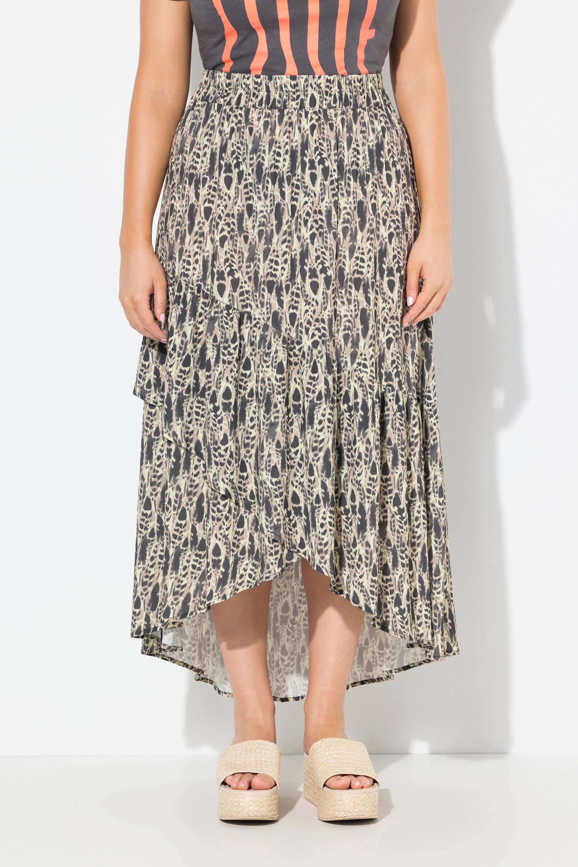 Ulla Popken Bedruckter A-Linien Maxirock mit Ziernähten  