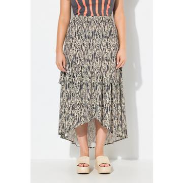 Maxirock, bedruckt, A-Linie, Ziernähte, Elastikbund