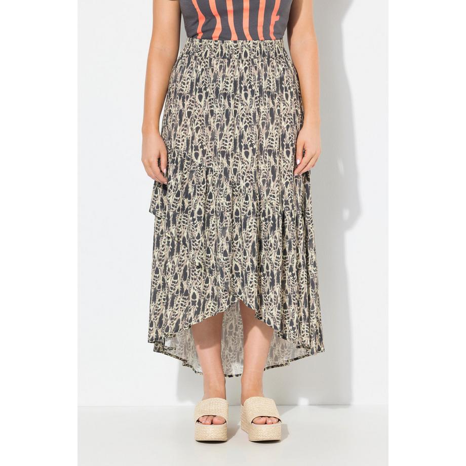 Ulla Popken Gonna maxi svasata stampata con cuciture decorative  