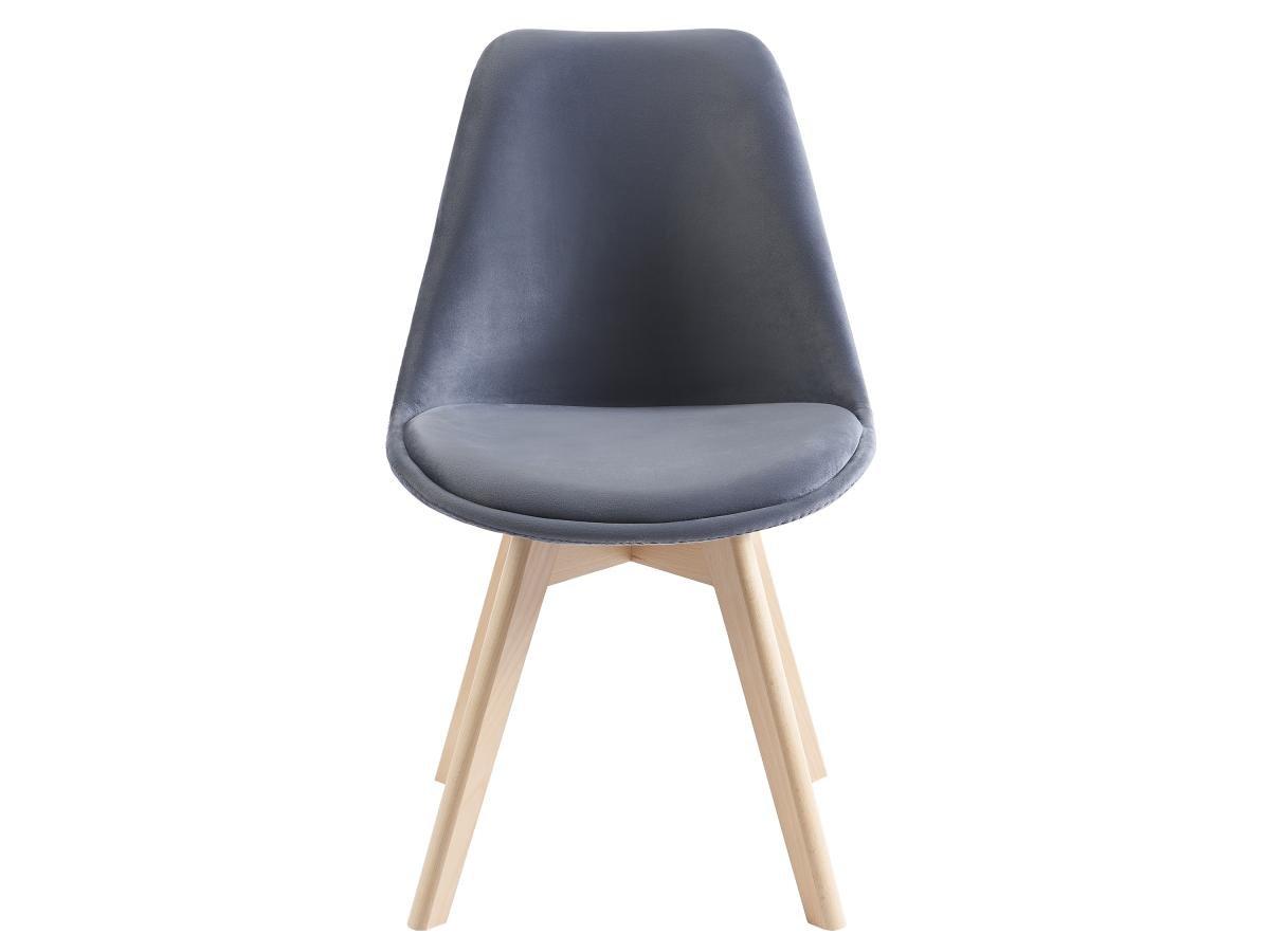 Vente-unique Lot de 6 chaises en velours et hêtre - Gris - JODY  