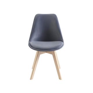 Vente-unique Lot de 6 chaises en velours et hêtre - Gris - JODY  