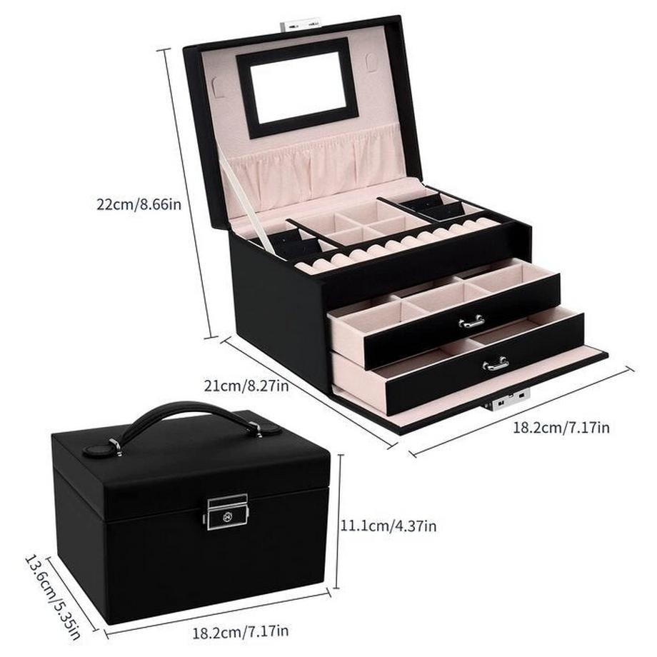 Only-bags.store  Schmuckkästchen, Schmuckkästchen mit Schubladen, PU-Leder-Schmuckkästchen Schmuckkästchen Großer Schmuck Organizer für Ringe Ohrringe Armbänder Halsketten 