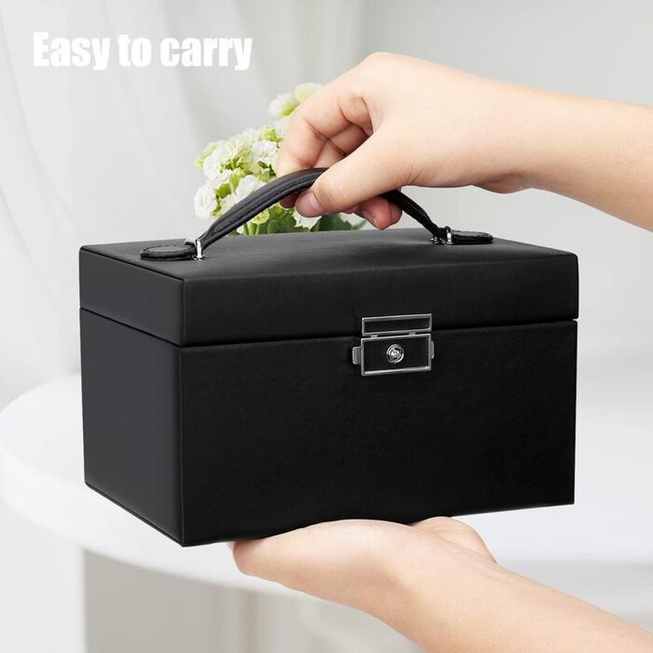 Only-bags.store  Schmuckkästchen, Schmuckkästchen mit Schubladen, PU-Leder-Schmuckkästchen Schmuckkästchen Großer Schmuck Organizer für Ringe Ohrringe Armbänder Halsketten 