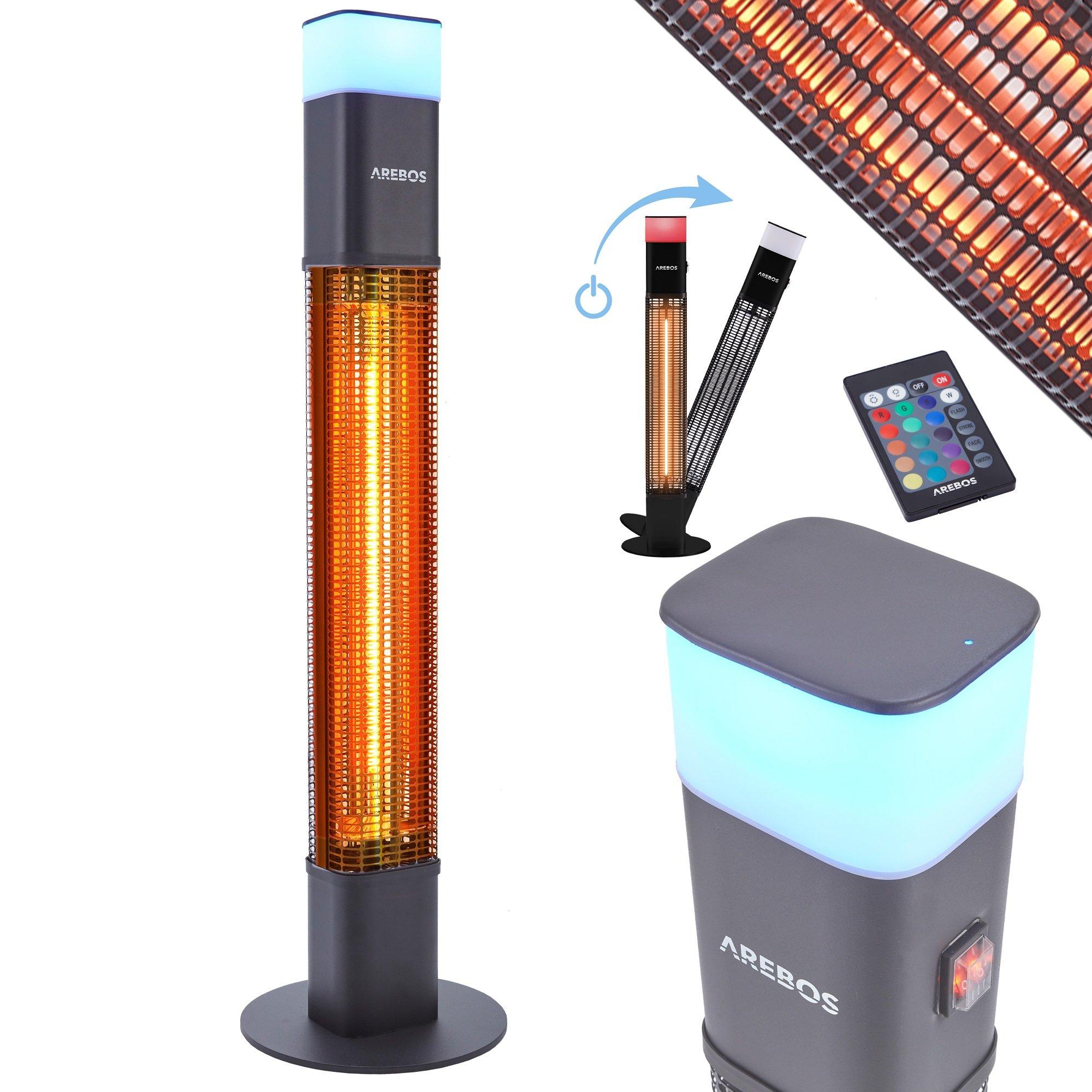 Arebos Riscaldatore radiante da 1500 watt | con luce LED a 16 colori e telecomando  